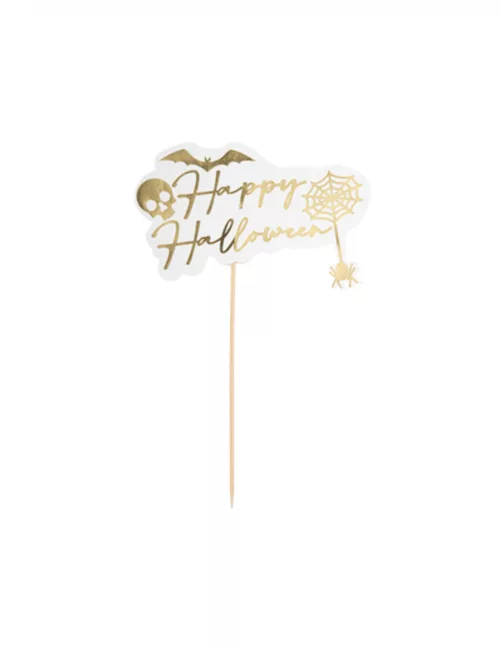 Photo du produit Pic Happy Halloween blanc et or 16 x 25 cm