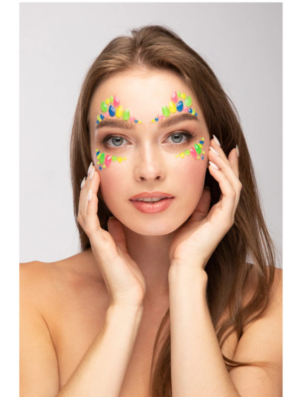 Photo du produit Strass adhésifs pour visage phosphorescents multicolores