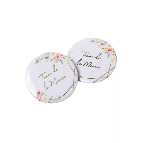 Photo du produit 2 Badges aquarelle team de la mariée doré 5 cm