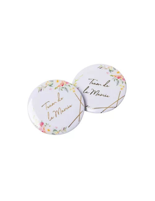 Photo du produit 2 Badges aquarelle team de la mariée doré 5 cm