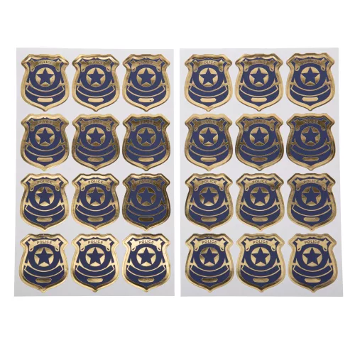 Photo du produit 24 Stickers badge de police marine et or 4 cm
