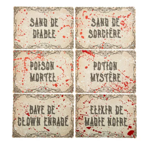 Photo du produit 6 Etiquettes pour bouteilles cabinet de curiosité 12,5 x 9 cm