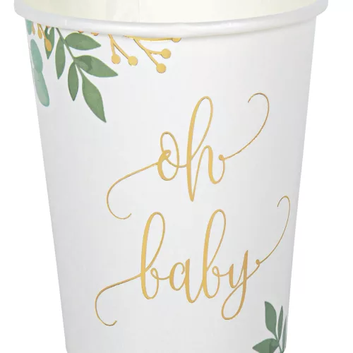 Photo du produit 8 Gobelets en carton Oh Baby eucalyptus dorure 250 ml