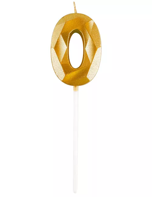 Photo du produit Bougie chiffre dorée effet diamant 5 cm