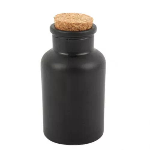 Photo du produit Bouteille apothicaire noire mat avec bouchon liège 11 cm 125 ml