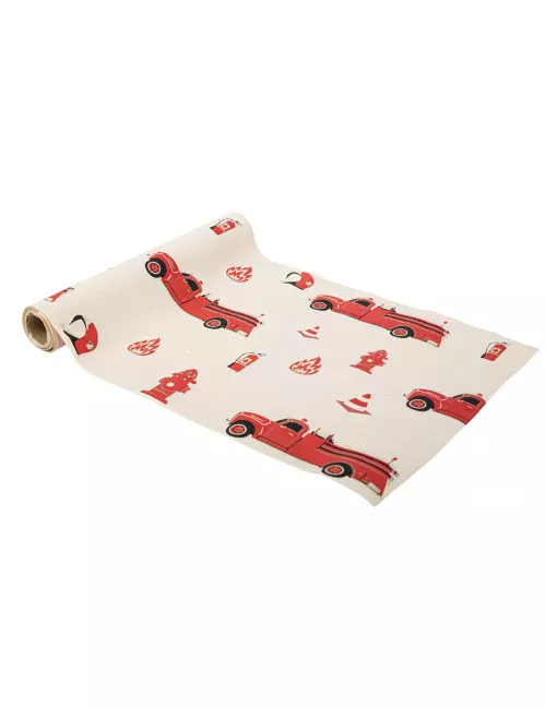 Photo du produit Chemin de table en suédine pompier rouge et or 28 cm x 3 m