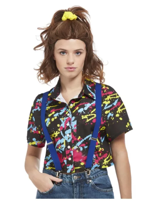 Photo du produit Chemise 90's noire imprimée traces de peinture multicolore