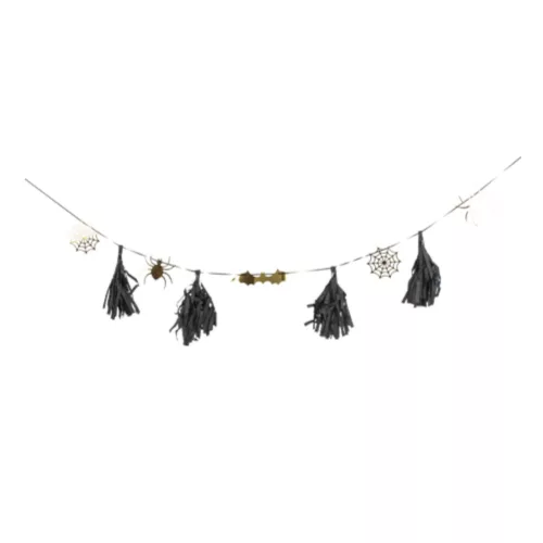 Photo du produit Guirlande Halloween noire et or avec tassels 2m