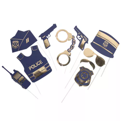 Photo du produit Kit photobooth police marine et or 10 pièces