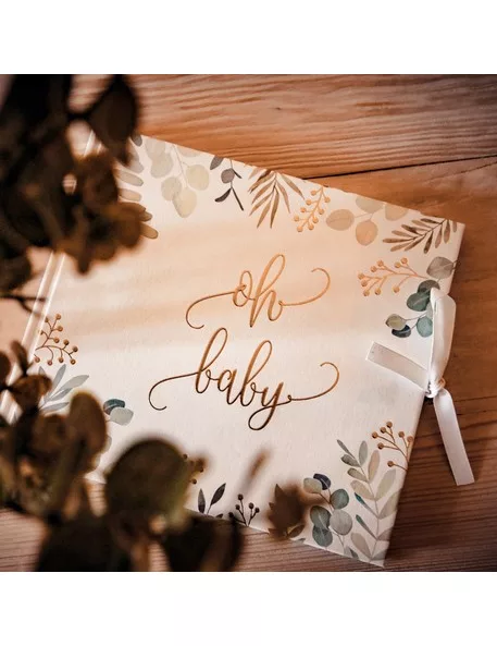 Photo du produit Livre d'or Oh Baby eucalyptus métal et or 22 x 19 cm