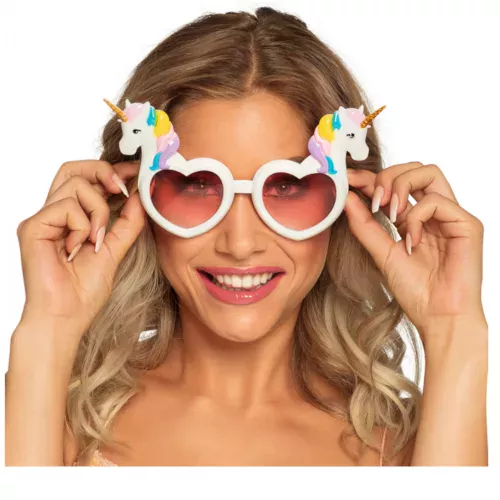 Photo du produit Lunettes coeurs blanches avec licornes adulte