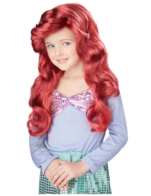 Photo du produit Perruque sirène longue rouge luxe fille