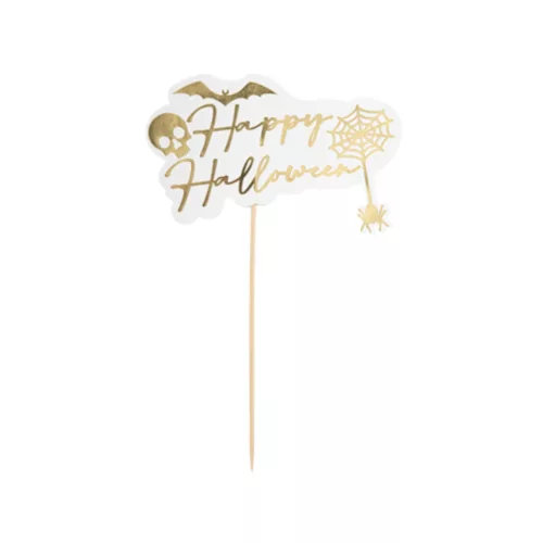 Photo du produit Pic Happy Halloween blanc et or 16 x 25 cm