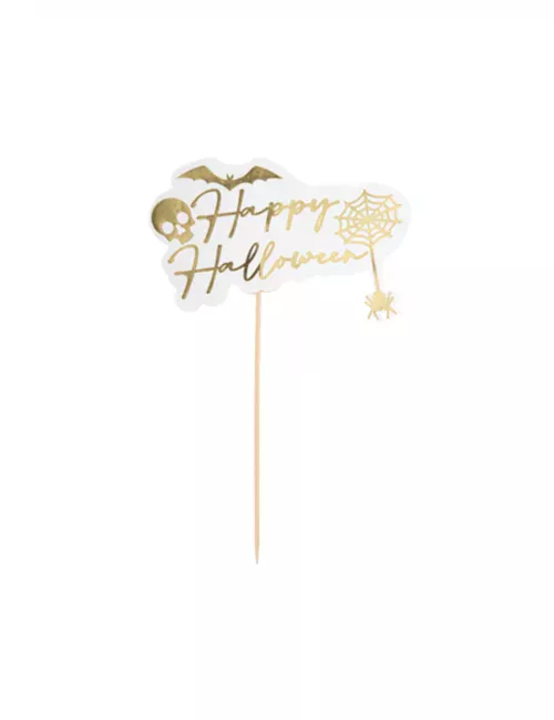 Photo du produit Pic Happy Halloween blanc et or 16 x 25 cm