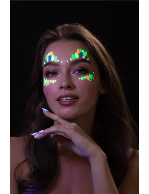 Photo du produit Strass adhésifs pour visage phosphorescents multicolores