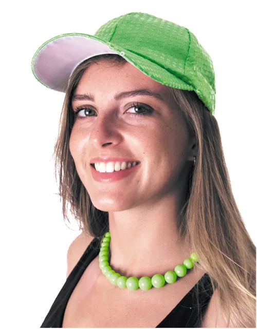 CASQUETTE SEQUIN NEON VERT