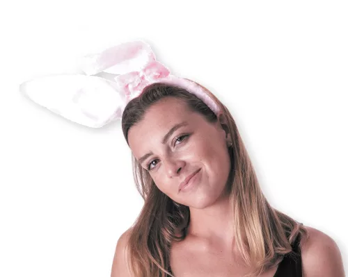 SERRE TETE LAPIN AVEC NOEUD ROSE – Image 2