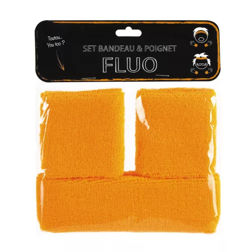 SET BANDEAU ET POIGNETS EPONGE NEON ORANGE – Image 2