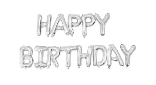 BALLONS MYLAR HAPPY BIRTHDAY ARGENT – Image 2