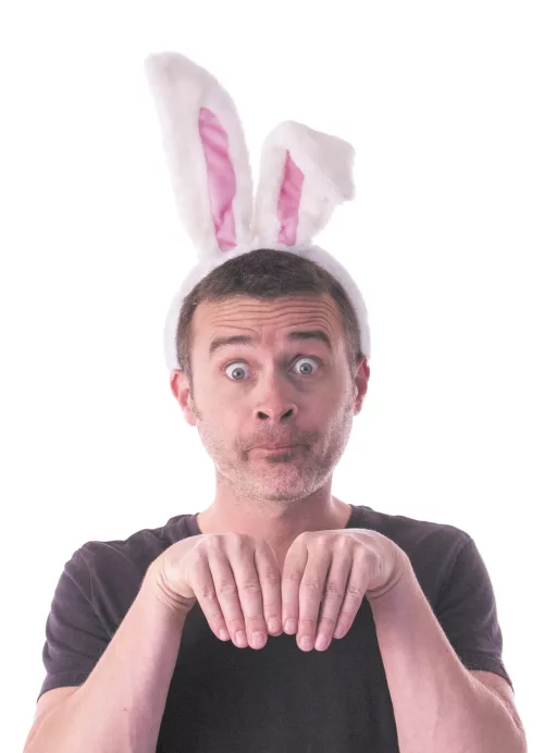 SERRE TÊTE OREILLE DE LAPIN BLANC ET ROSE PELUCHE