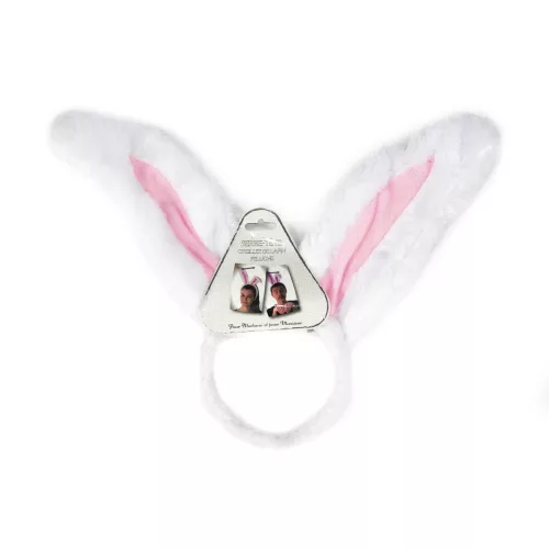 SERRE TÊTE OREILLE DE LAPIN BLANC ET ROSE PELUCHE – Image 3