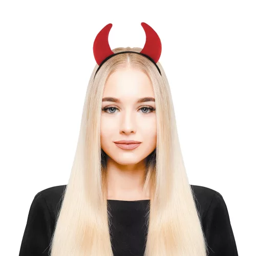 SERRE TÊTE CORNE DIABLE ROUGE FEUTRINE – Image 3