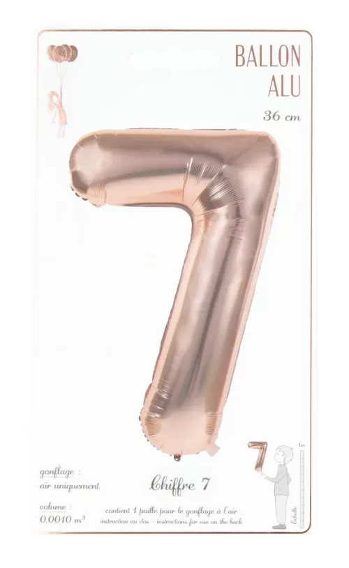 BALLON MYLAR CHIFFRE 7 ROSE GOLD 36CM – Image 2