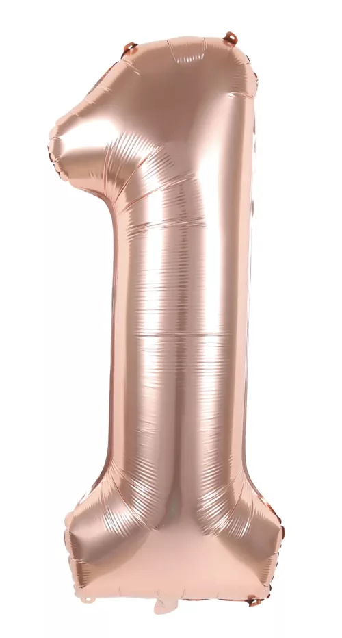 BALLON MYLAR CHIFFRE 1 ROSE GOLD 86CM