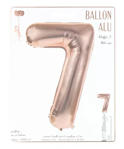 BALLON MYLAR CHIFFRE 7 ROSE GOLD 86CM – Image 2