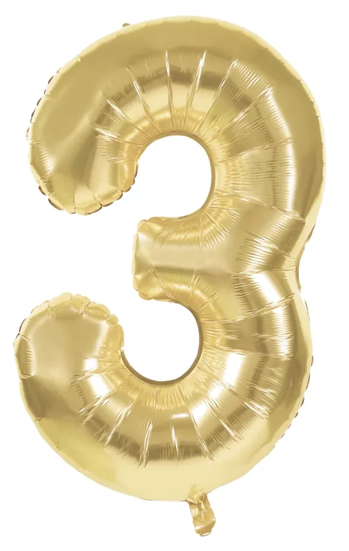 BALLON MYLAR CHIFFRE 3 OR 86CM