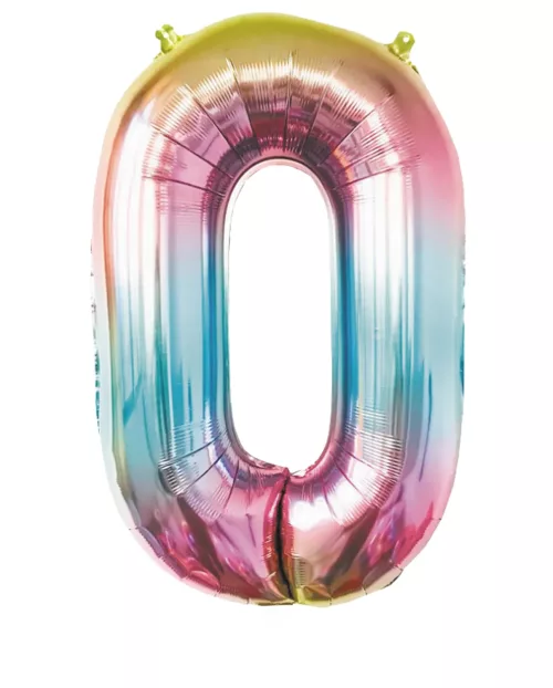 BALLON MYLAR CHIFFRE 0 IRISE PASTEL 86CM