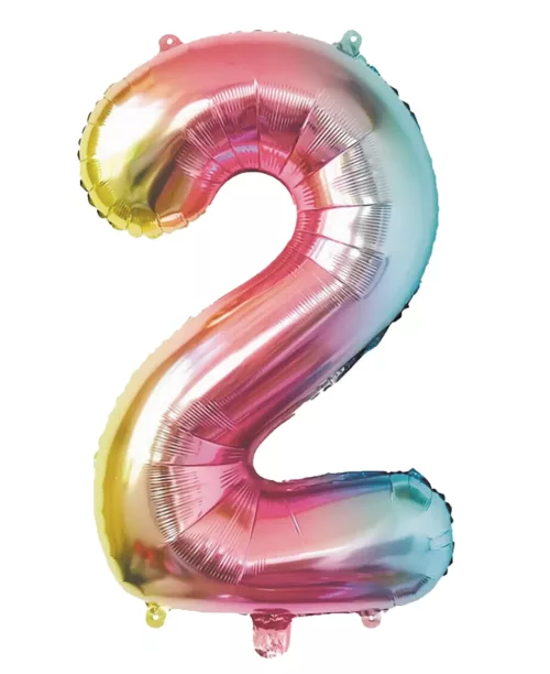 BALLON MYLAR CHIFFRE 2 IRISE PASTEL 86CM