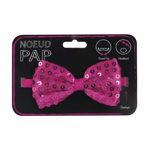 NOEUD PAP SEQUIN 8CM X 4CM ROSE – Image 2