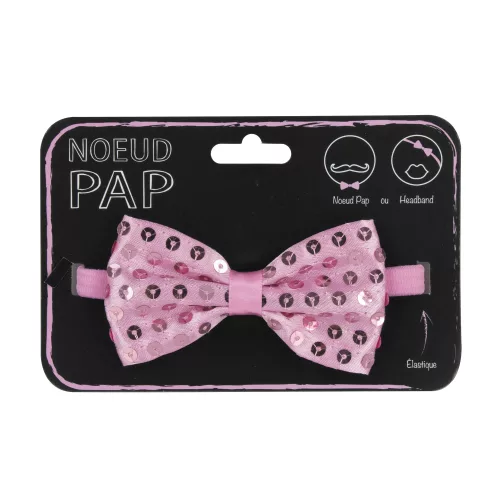 NOEUD PAP SEQUIN 8CM X 4CM ROSE CLAIR – Image 2