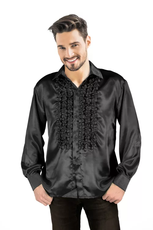 CHEMISE DISCO SATIN NOIR