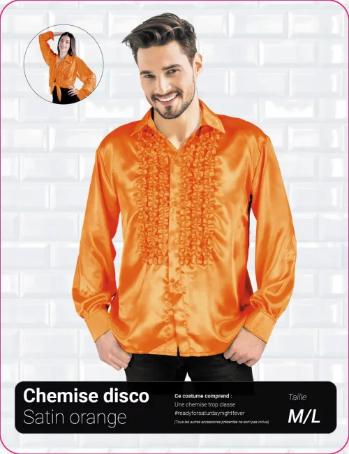 CHEMISE DISCO SATIN ORANGE – Image 2