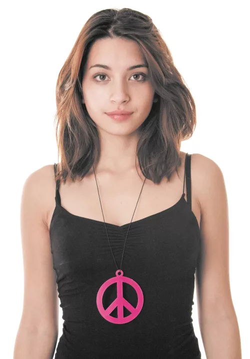 PENDENTIF HIPPIE ROSE FLUO 8.5 CM