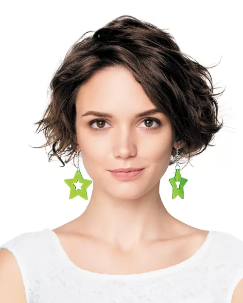 BOUCLES D'OREILLES NEON STAR X2 VERT – Image 2