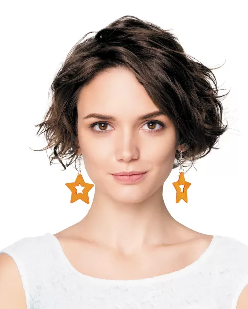 BOUCLES D'OREILLES NEON STAR X2 ORANGE – Image 2