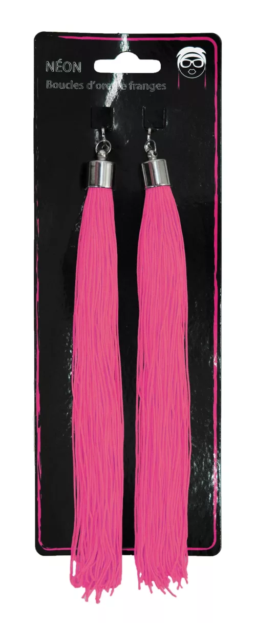 BOUCLES D'OREILLE FRANGES NEON ORANGE – Image 2