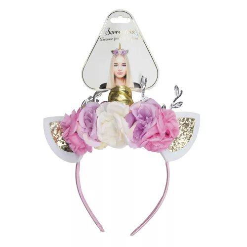 SERRE TETE LICORNE PAILLETE A FLEURS – Image 2