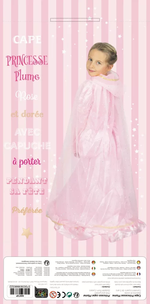 CAPE PRINCESSE PLUME ROSE ET OR ENFANT – Image 2