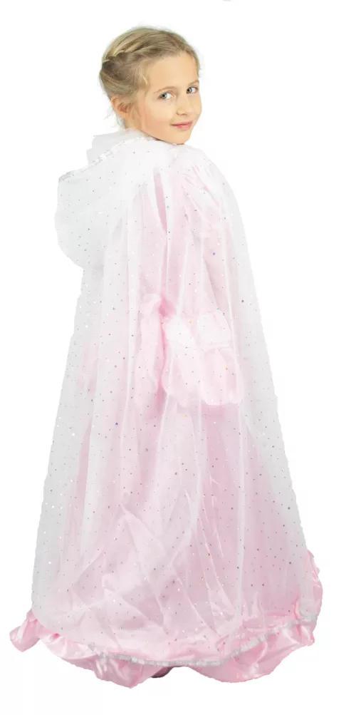 CAPE PRINCESSE PLUME BLANCHE ET ARGENT ENFANT