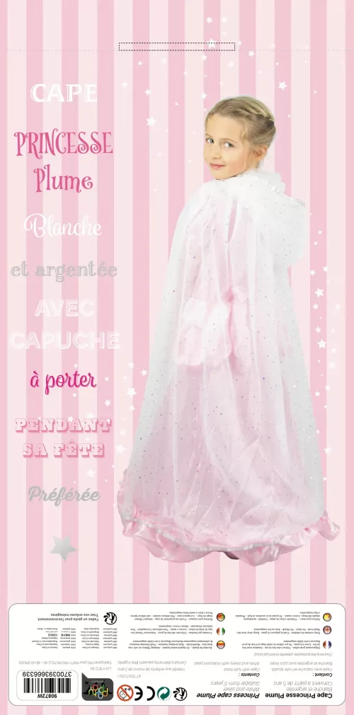 CAPE PRINCESSE PLUME BLANCHE ET ARGENT ENFANT – Image 2