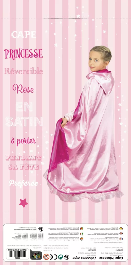 CAPE PRINCESSE REVERSIBLE ROSE ENFANT – Image 2