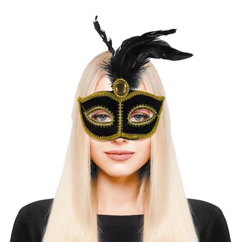 MASQUE NOIR AVEC PLUMES – Image 2