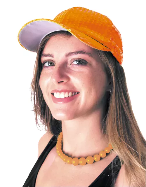 CASQUETTE SEQUIN NEON ORANGE