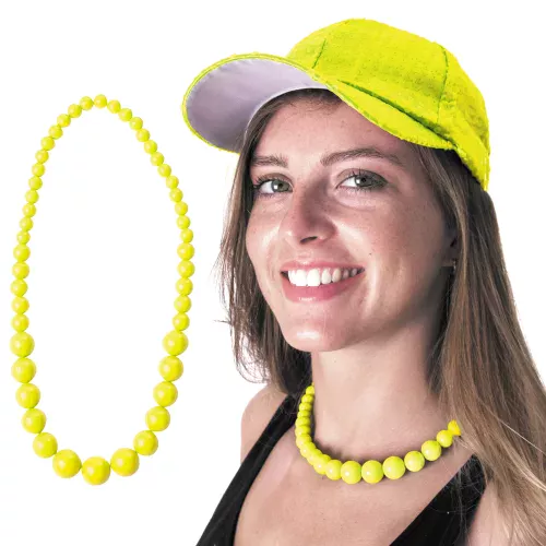COLLIER PERLE NEON JAUNE