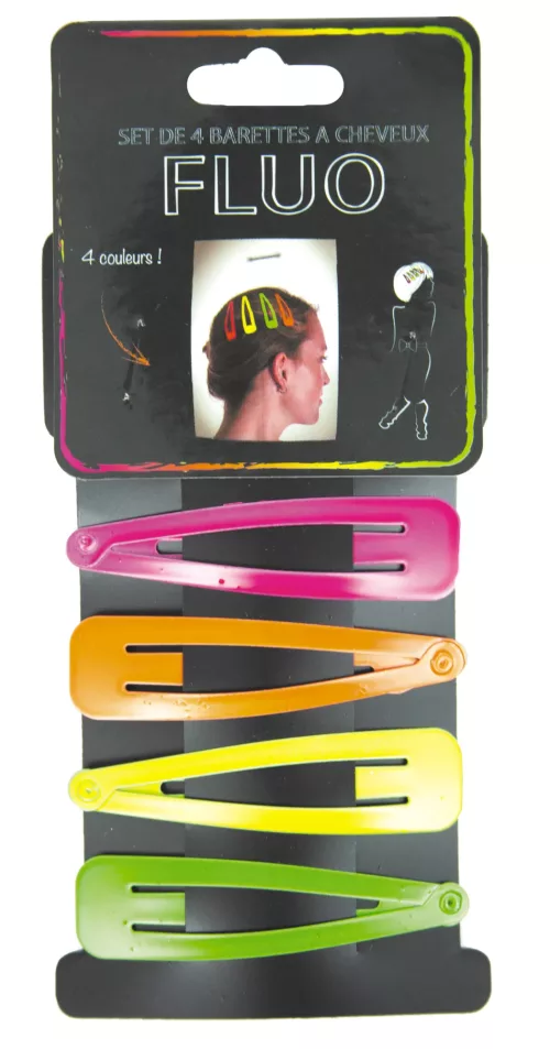 SET DE 4 BARRETTES A CHEVEUX NEON – Image 2