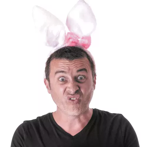 SERRE TETE LAPIN AVEC NOEUD ROSE